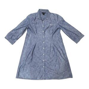 Vintage 90s Y2K Blue Denim Western Boho Cowgirl Grunge Shirt Dress XL No Belt